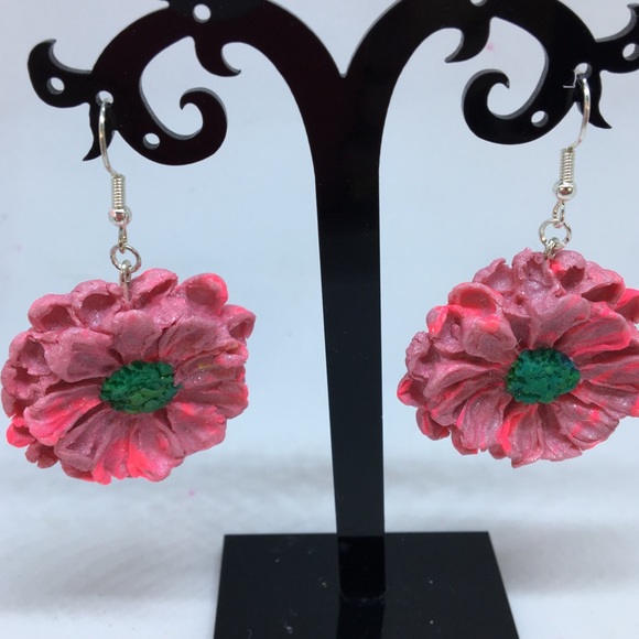 Unique Handmade Polymer Clay Blossom Earrings - Picture 4 of 8